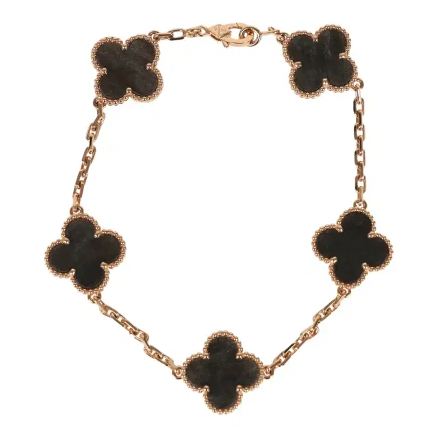 Van Cleef & Arpels Van Cleef & Arpels Vintage Alhambra 5 Motif Bracelet Silver Obsidian 18K Rose Gold