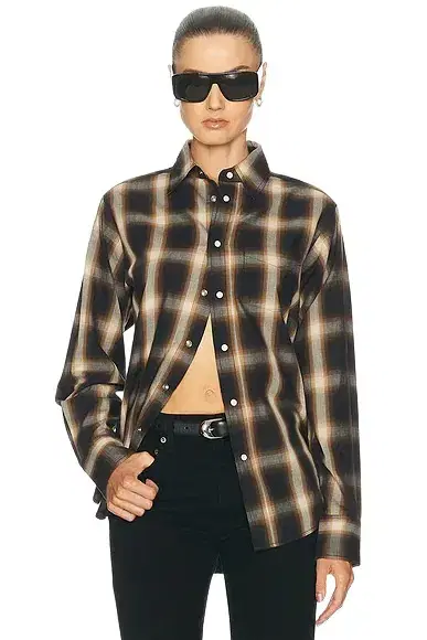 ÉTERNE Ford Yarndye Plaid Button Up Top