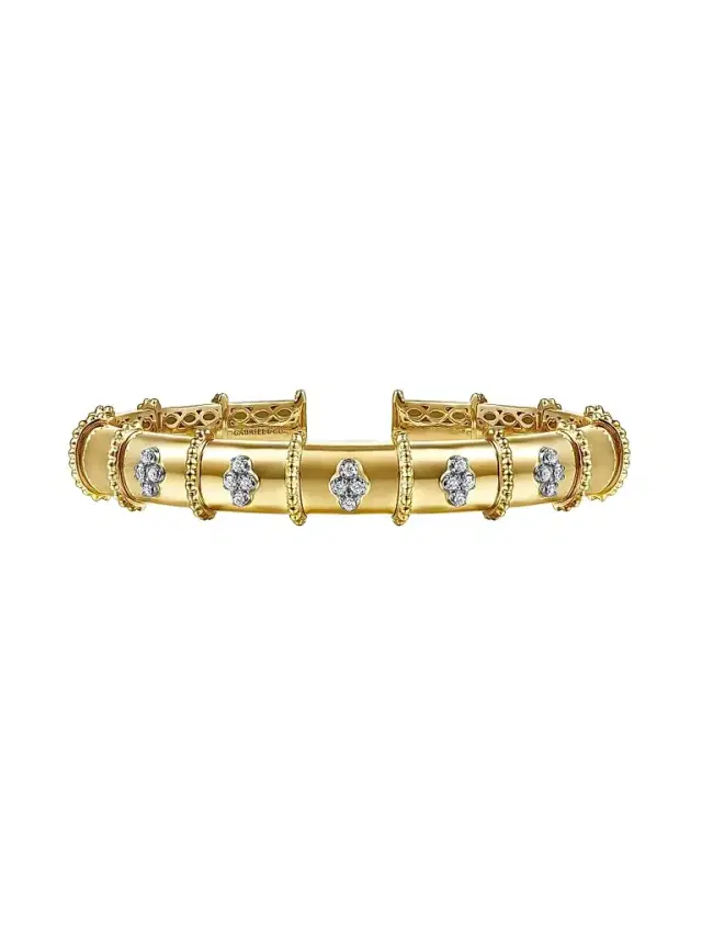 Gabriel & Co Women's Bujukan 14K White & Yellow & 0.20 TCW Diamond Bangle Bracelet