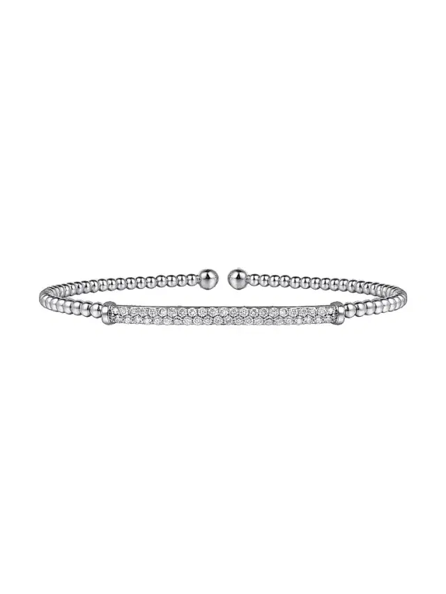 Gabriel & Co Women's Bujukan 14K White Gold & 0.30 TCW Diamond Beaded Cuff