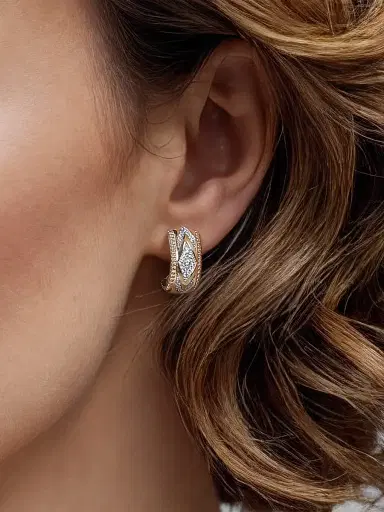 Gabriel & Co Women's Bujukan 14K Yellow Gold & 0.23 TCW Diamond J Hoop Earrings | Thumbnail 3