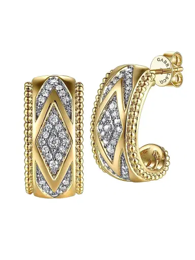 Gabriel & Co Women's Bujukan 14K Yellow Gold & 0.23 TCW Diamond J Hoop Earrings | Thumbnail 1