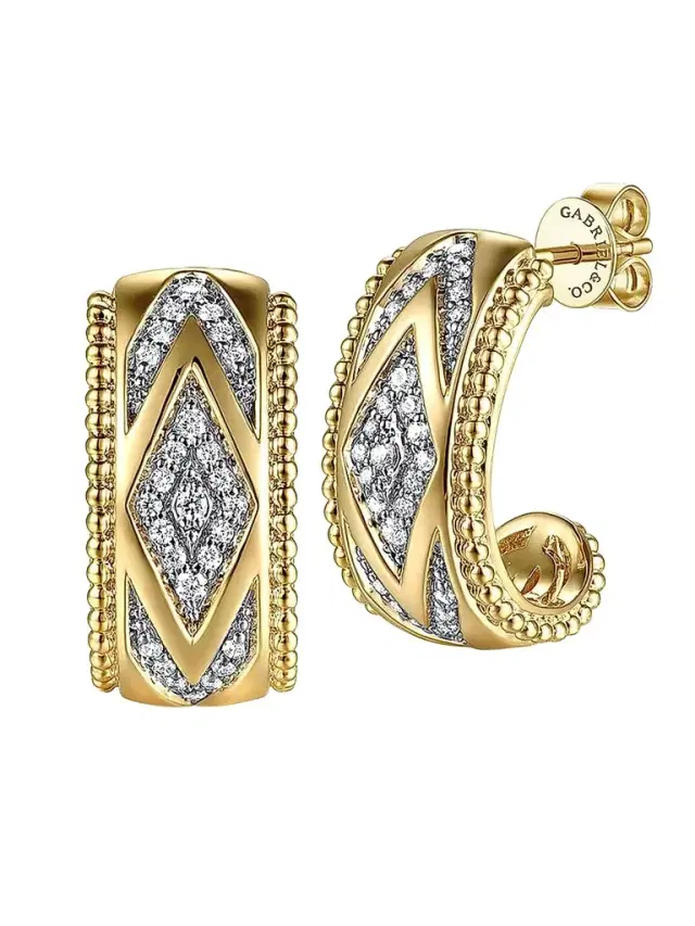 Gabriel & Co Women's Bujukan 14K Yellow Gold & 0.23 TCW Diamond J Hoop Earrings
