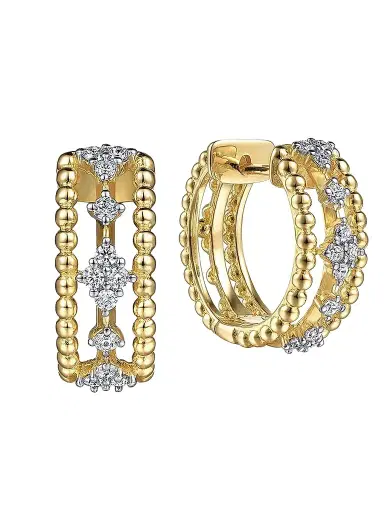 Gabriel & Co Women's Bujukan 14K White & Yellow Gold & 0.30 TCW Diamond Huggie Hoops | Thumbnail 1