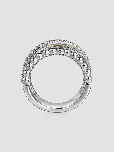 Gabriel & Co Women's Bujukan Sterling Silver, 14K Yellow Gold & White Sapphire Multi-Band Ring | Thumbnail 5