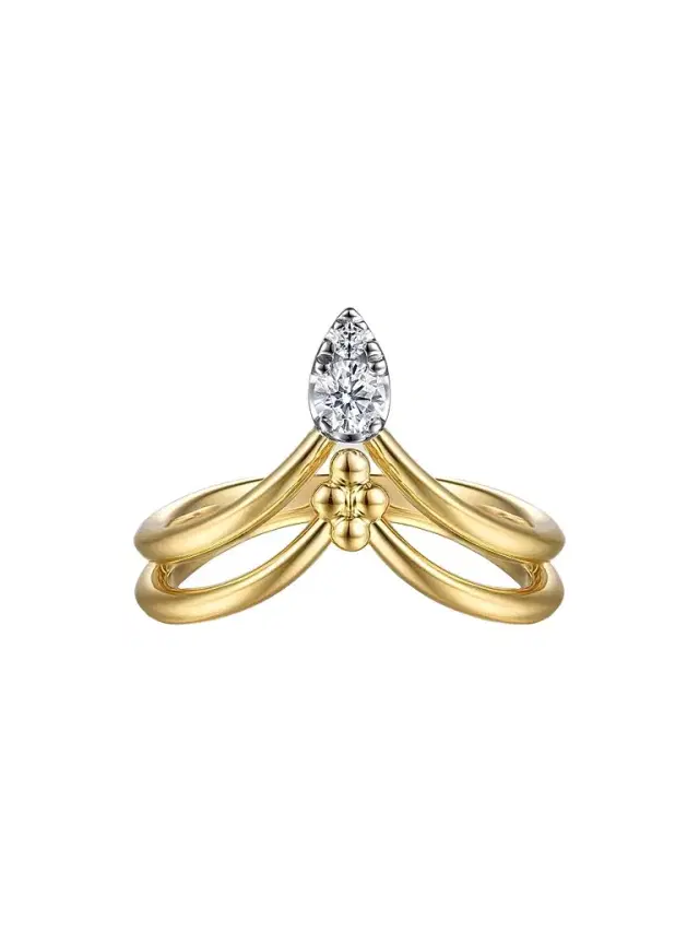 Gabriel & Co Women's Bujukan 14K Yellow & White Gold & 0.15 TCW Diamond Chevron Ring