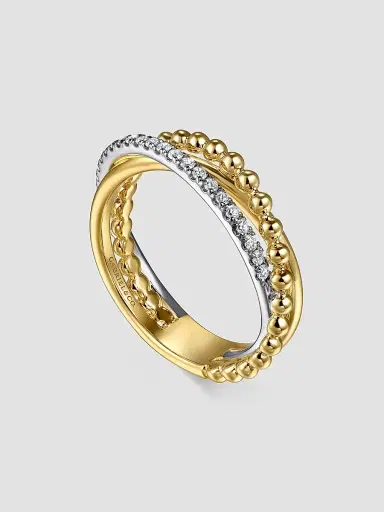 Gabriel & Co Women's Bujukan 14K Gold & 0.25 TCW Diamond Crisscross Ring | Thumbnail 3