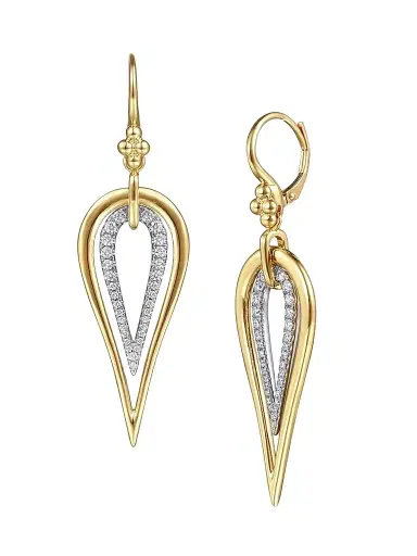 Gabriel & Co Women's Bujukan 14K White & Yellow Gold & 0.75 TCW Diamond Teardrop Earrings | Thumbnail 1 Gabriel & Co Women's Bujukan 14K White & Yellow Gold & 0.75 TCW Diamond Teardrop Earrings | Thumbnail 1