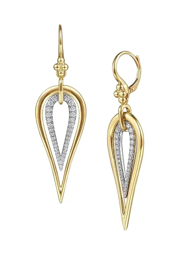 Gabriel & Co Women's Bujukan 14K White & Yellow Gold & 0.75 TCW Diamond Teardrop Earrings
