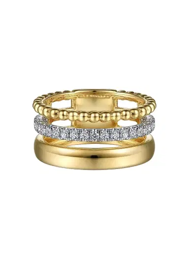 Gabriel & Co Women's Bujukan 14K White & Yellow Gold & 0.35 TCW Diamond Stacking Ring | Thumbnail 1 Gabriel & Co Women's Bujukan 14K White & Yellow Gold & 0.35 TCW Diamond Stacking Ring | Thumbnail 1