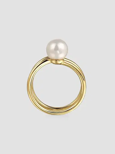 Gabriel & Co Women's Contemporary 14K Yellow Gold, Freshwater Pearl & 0.02 TCW Diamond Wrap Ring | Thumbnail 5