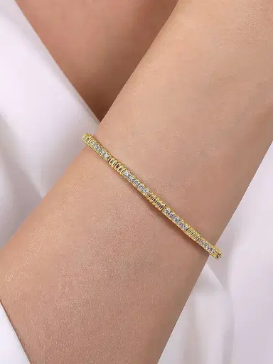 Gabriel & Co Women's Contemporary 14K Yellow Gold & 0.85 TCW Diamond Bangle Bracelet | Thumbnail 2