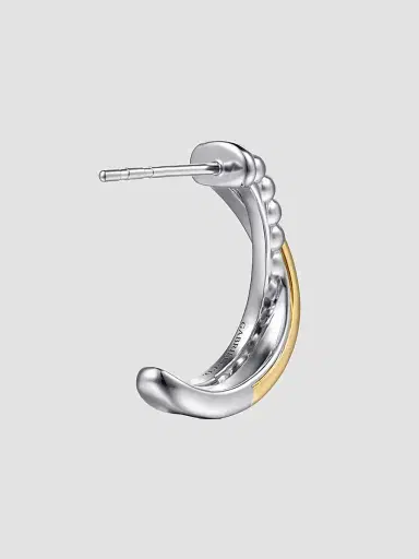 Gabriel & Co Women's Bujukan 14K Yellow Gold & Sterling Silver J Hoop Earrings | Thumbnail 3