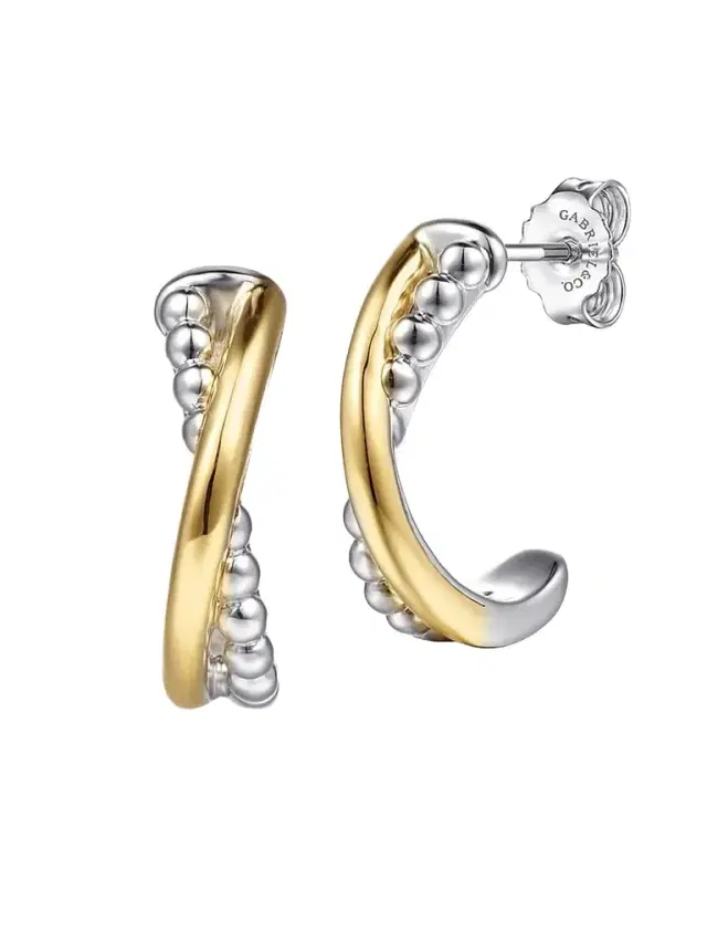 Gabriel & Co Women's Bujukan 14K Yellow Gold & Sterling Silver J Hoop Earrings