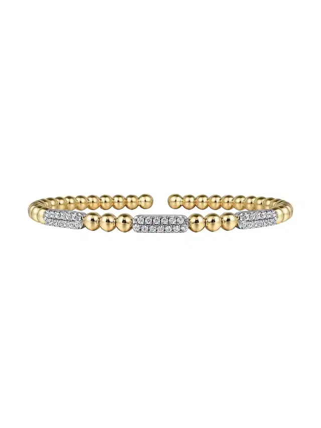 Gabriel & Co Women's Bujukan 14K White Gold, Yellow Gold & 0.50 TCW Diamond Bangle