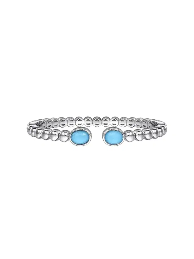 Gabriel & Co Women's Bujukan Sterling Silver Rock Crystal & Turquoise Bangle