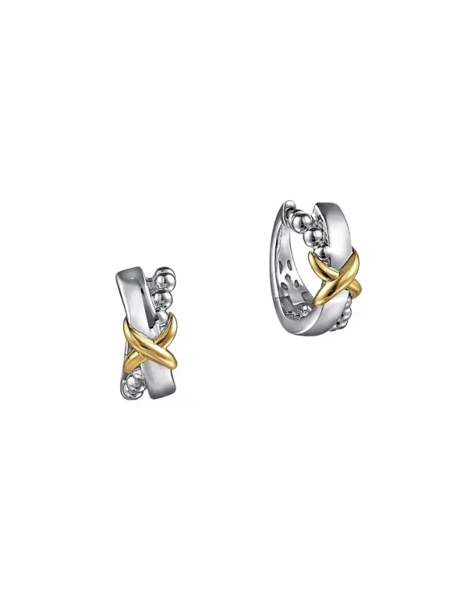 Gabriel & Co Women's Bujukan 14K White & Yellow Gold Twisted Huggie Earrings