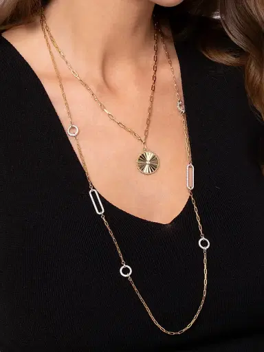 Gabriel & Co Women's Bujukan 14K Yellow Gold & 0.05 TCW Diamond Sunray Medallion Necklace | Thumbnail 2
