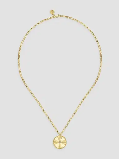 Gabriel & Co Women's Bujukan 14K Yellow Gold & 0.05 TCW Diamond Sunray Medallion Necklace | Thumbnail 4