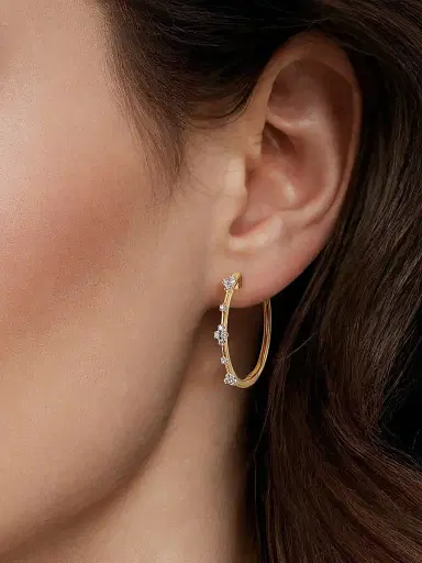 Gabriel & Co Women's Contemporary 14K Yellow Gold & 0.14 TCW Diamond Hoop Earrings/20MM | Thumbnail 2