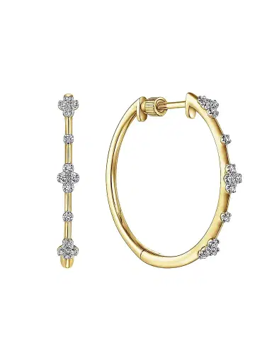 Gabriel & Co Women's Contemporary 14K Yellow Gold & 0.14 TCW Diamond Hoop Earrings/20MM | Thumbnail 1