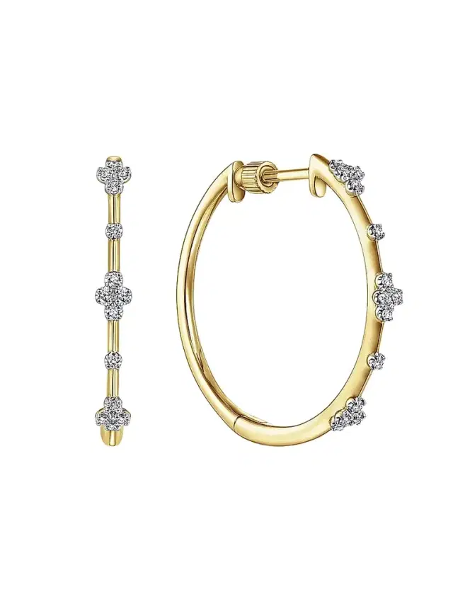 Gabriel & Co Women's Contemporary 14K Yellow Gold & 0.14 TCW Diamond Hoop Earrings/20MM