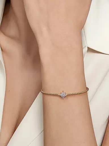 Gabriel & Co Women's Bujukan 14K Yellow Gold & 0.15 TCW Diamond Beaded Starburst Cuff | Thumbnail 2