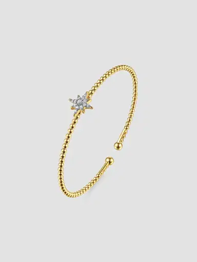 Gabriel & Co Women's Bujukan 14K Yellow Gold & 0.15 TCW Diamond Beaded Starburst Cuff | Thumbnail 3