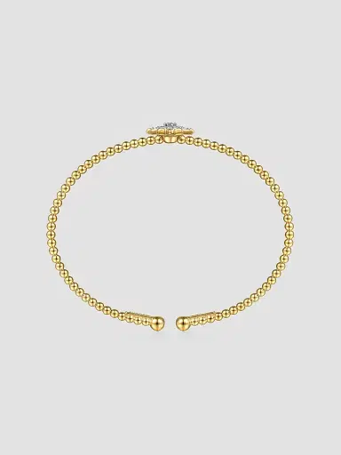 Gabriel & Co Women's Bujukan 14K Yellow Gold & 0.15 TCW Diamond Beaded Starburst Cuff | Thumbnail 4