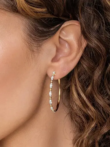 Gabriel & Co Women's Bujukan 14K Yellow Gold & 0.62 TCW Diamond Intricate Hoop Earrings | Thumbnail 2