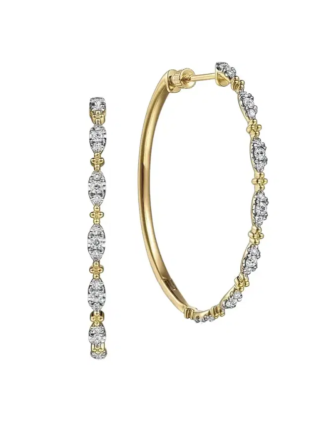 Gabriel & Co Women's Bujukan 14K Yellow Gold & 0.62 TCW Diamond Intricate Hoop Earrings