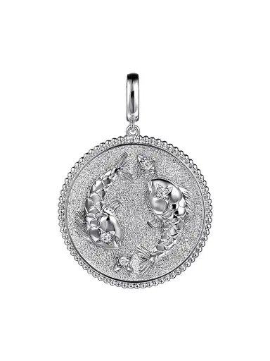 Gabriel & Co Women's Bujukan Sterling Silver & White Sapphire Pisces Medallion Pendant | Thumbnail 1 Gabriel & Co Women's Bujukan Sterling Silver & White Sapphire Pisces Medallion Pendant | Thumbnail 1