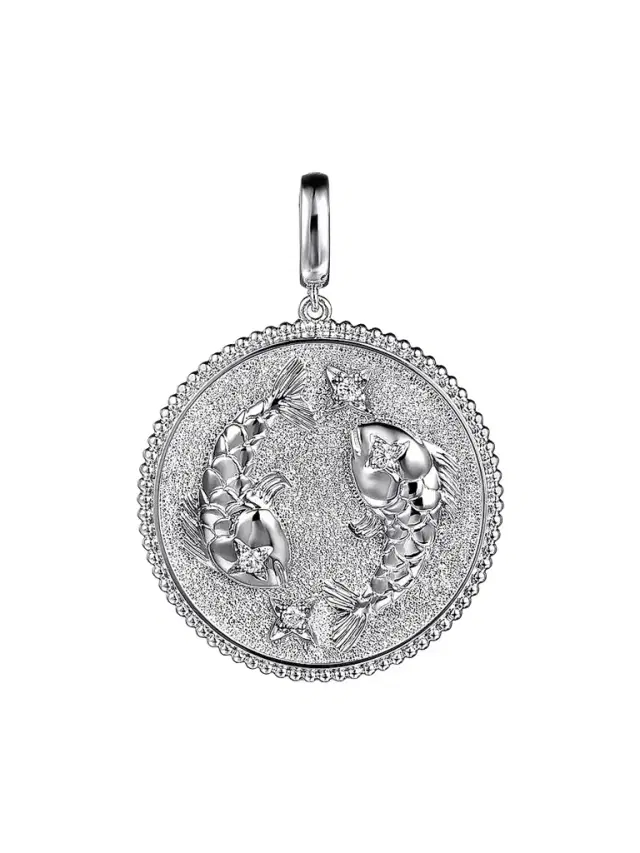 Gabriel & Co Women's Bujukan Sterling Silver & White Sapphire Pisces Medallion Pendant