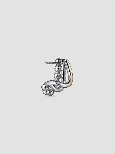 Gabriel & Co Women's Bujukan Sterling Silver, 14K Yellow Gold & White Sapphire Huggie Earrings | Thumbnail 4