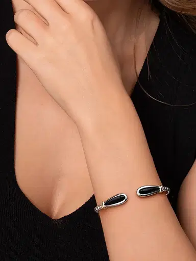 Gabriel & Co Women's Bujukan 14K Yellow Gold, Sterling Silver & Black Onyx Cuff Bracelet | Thumbnail 2 Gabriel & Co Women's Bujukan 14K Yellow Gold, Sterling Silver & Black Onyx Cuff Bracelet | Thumbnail 2