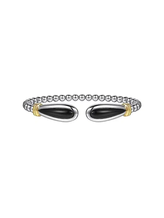 Gabriel & Co Women's Bujukan 14K Yellow Gold, Sterling Silver & Black Onyx Cuff Bracelet