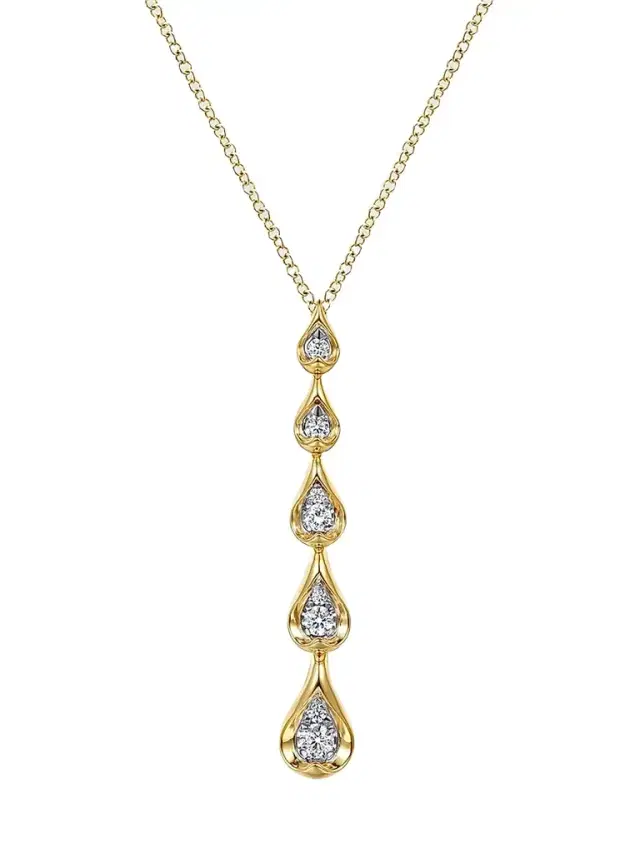 Gabriel & Co Women's Contemporary Two-Tone 14K Gold & 0.30 TCW Diamond Teardrop Pendant Necklace