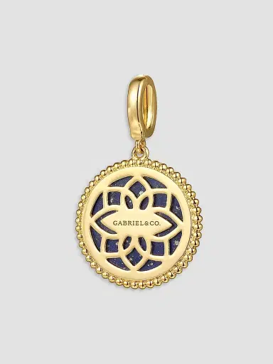 Gabriel & Co Women's Bujukan Medallion 14K Yellow Gold, Lapis & 0.02 TCW Diamond Pendant | Thumbnail 3