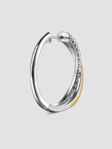 Gabriel & Co Women's Bujukan 14K Yellow Gold & Sterling Silver Criss Cross Hoop Earrings | Thumbnail 3