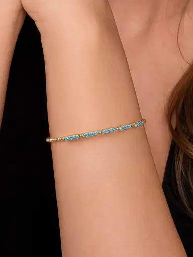Gabriel & Co Women's Bujukan 14K Yellow Gold & Blue Topaz Beaded Cuff | Thumbnail 2