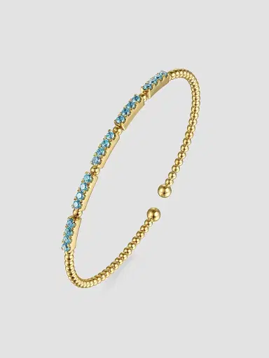 Gabriel & Co Women's Bujukan 14K Yellow Gold & Blue Topaz Beaded Cuff | Thumbnail 3