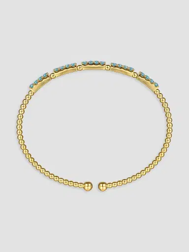 Gabriel & Co Women's Bujukan 14K Yellow Gold & Blue Topaz Beaded Cuff | Thumbnail 4