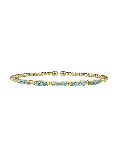 Gabriel & Co Women's Bujukan 14K Yellow Gold & Blue Topaz Beaded Cuff | Thumbnail 1