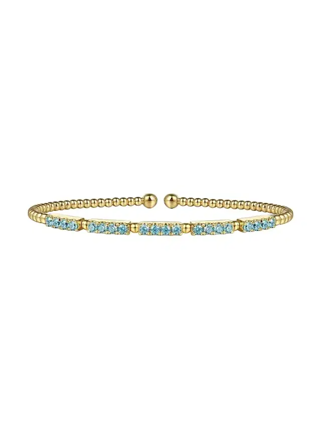 Gabriel & Co Women's Bujukan 14K Yellow Gold & Blue Topaz Beaded Cuff