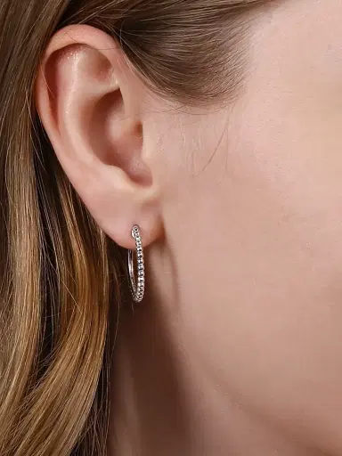 Gabriel & Co Women's Bujukan Sterling Silver Beaded Hoop Earrings/20MM | Thumbnail 2