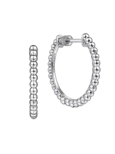 Gabriel & Co Women's Bujukan Sterling Silver Beaded Hoop Earrings/20MM | Thumbnail 1