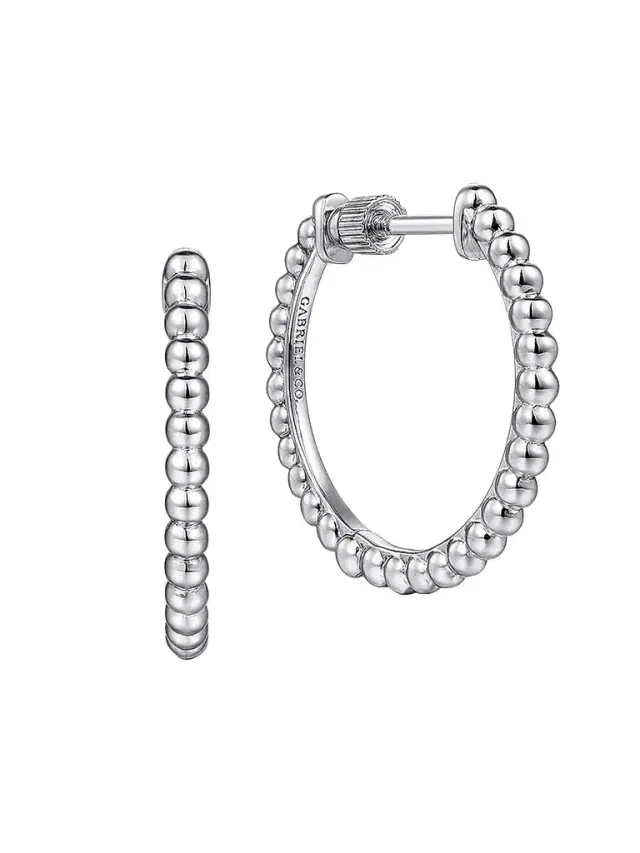 Gabriel & Co Women's Bujukan Sterling Silver Beaded Hoop Earrings/20MM