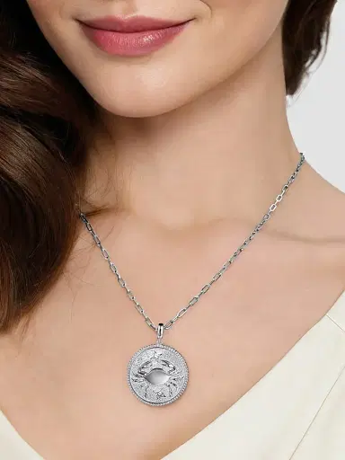 Gabriel & Co Women's Bujukan Sterling Silver, White Sapphire Cancer Medallion Pendant | Thumbnail 2 Gabriel & Co Women's Bujukan Sterling Silver, White Sapphire Cancer Medallion Pendant | Thumbnail 2