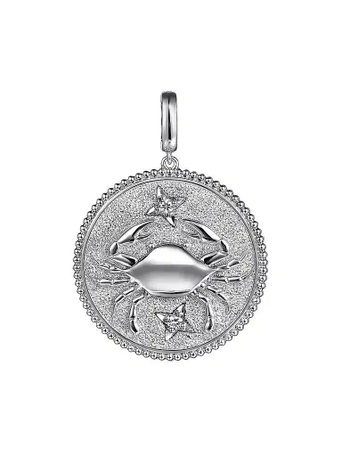 Gabriel & Co Women's Bujukan Sterling Silver, White Sapphire Cancer Medallion Pendant | Thumbnail 1 Gabriel & Co Women's Bujukan Sterling Silver, White Sapphire Cancer Medallion Pendant | Thumbnail 1