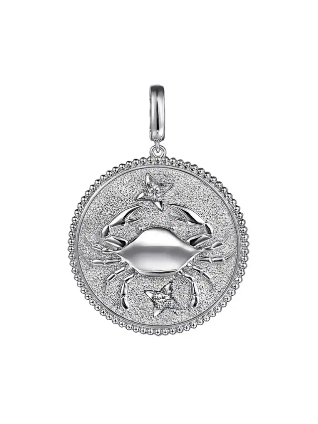 Gabriel & Co Women's Bujukan Sterling Silver, White Sapphire Cancer Medallion Pendant